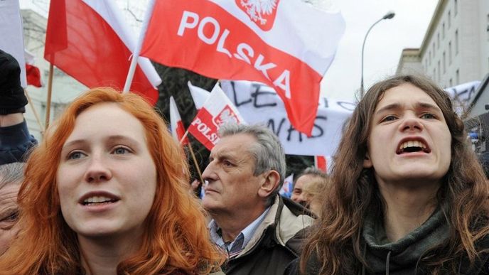 Protivládní demonstrace v Polsku