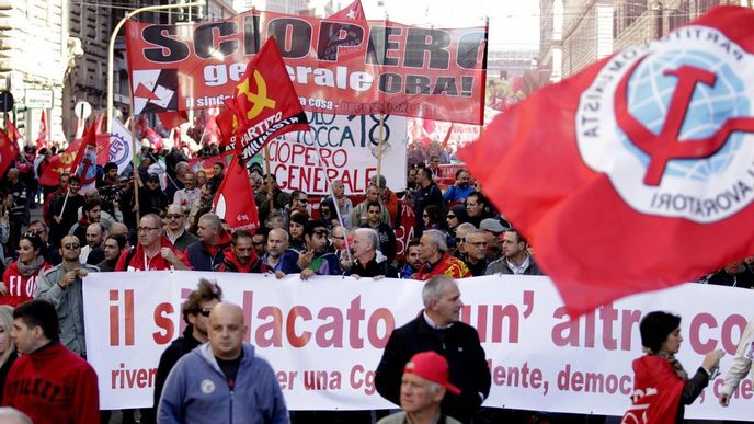 Protivládní demonstrace v Římě Protivládní demonstrace v Římě