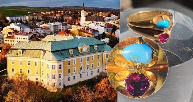 Unikátní snubní prsten našli archeologové v hlíně pod středověkou kuchyní zámku v Bílovci. Tyrkys na prstenu značí rodinné štěstí, jistotu a stabilitu, rubín emoce a vášeň.