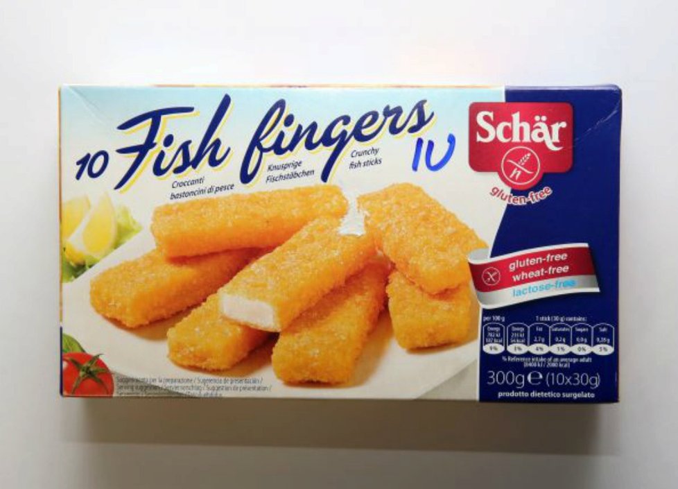 Umělá chuť i vůně: 10 Fish fingers Schär