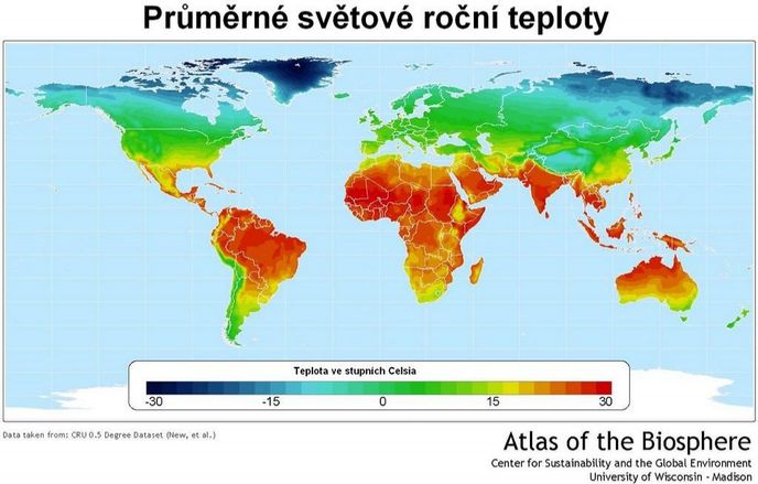 Průměrné světové roční teploty