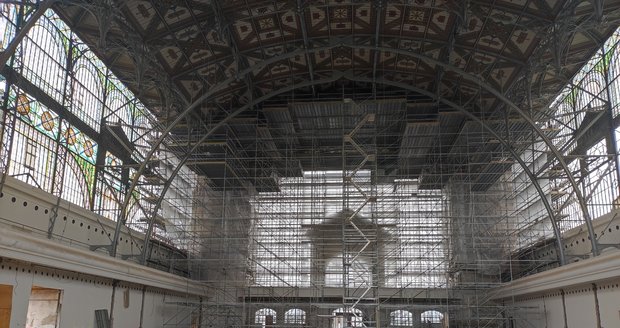 Rekonstrukce Průmyslového paláce v srpnu 2022.