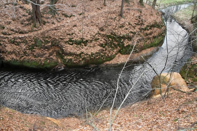 Řeka Ploučnice před Průrvou v Novinách pod Ralskem