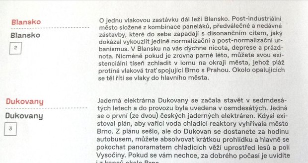 Oficiálně fuj! Lidé žijící v Blansku existují v nicotě, depresích a prázdnotě. Alespoň podle nového oficiálního průvodce Brnem vydaného za peníze daňových poplatníků Turistickým informačním centrem města Brna.