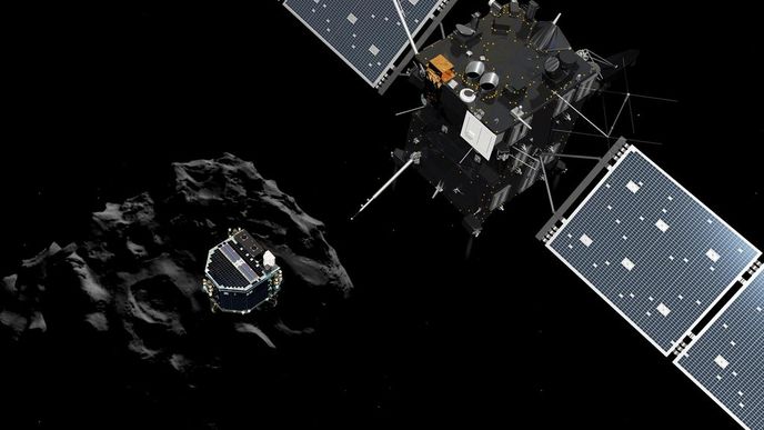Průzkumný vesmírný modul Philae přistál na povrchu komety