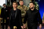 Olena a Volodymyr Zelenští na pohřbu exprezidenta Kravčuka (17. 5. 2022).