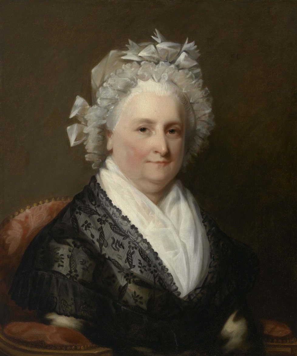 Z portrétu Marthy Washingtonové vyzařuje mateřský pocit.