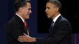 První předvolební debatě amerického prezidenta Baracka Obamy a jeho republikánského vyzyvatele Mitta Romneyho dominovaly otázky daní, pracovních míst, rozpočtového deficitu a zdravotnictví. (Foto ČTK)