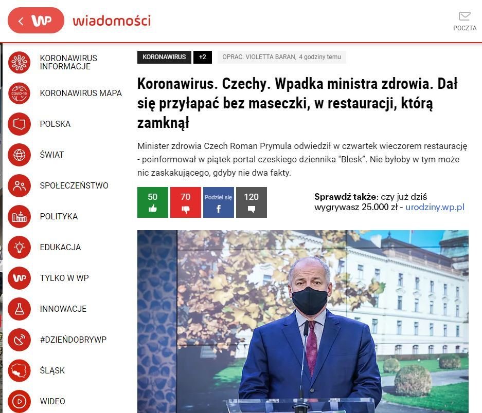 O Prymulově konci se psalo i v zahraničí: Wiadomości, Polsko