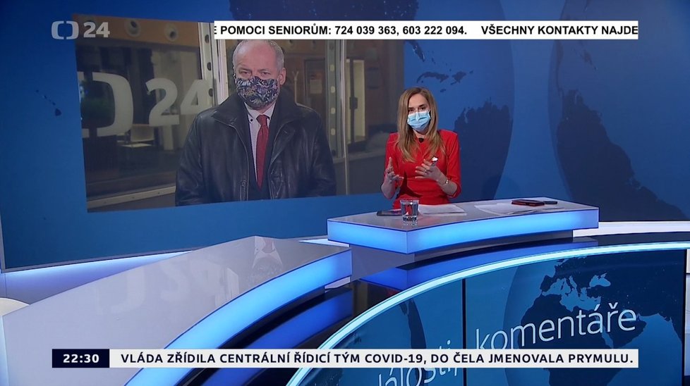 &#34;Za dveřmi&#34; České televize musel zůstat i epidemiolog Roman Prymula. (30. 3. 2020)