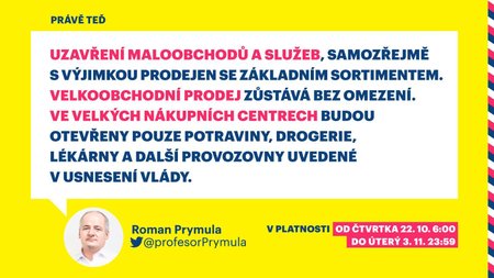 Nová opatření v ČR po jednání vlády (21.10.2020)