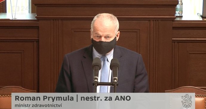 Ministr zdravotnictví Roman Prymula (za ANO) ve Sněmovně promluvil o aktuální koronavirové situaci. (20. 10. 2020).