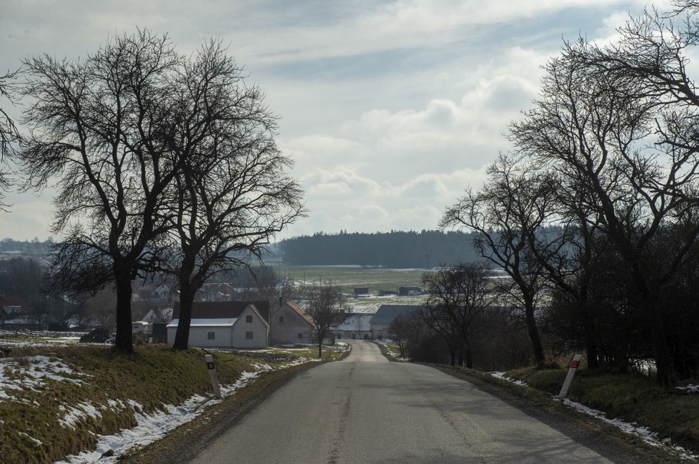 Pohled na obec Dlouhá Lhota na Táborsku, kde se v uplynulých dnech prokázal výskyt ptačí chřipky. (25. 1. 2021)