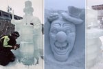 Umělci letos pro ledové sochy na Pustevnách vybrali téma cirkus.