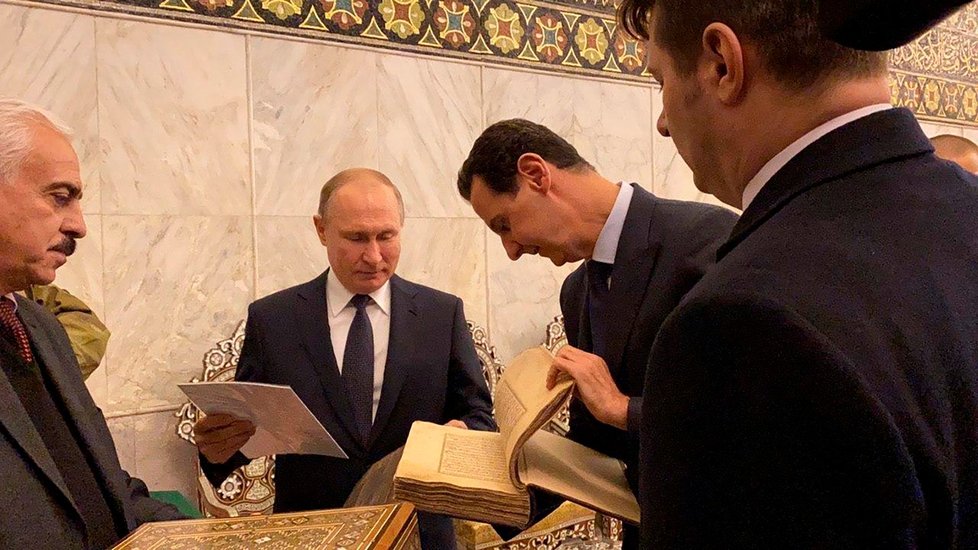 Ruský prezident Putin je poprvé od začátku syrské války v Damašku (7. 1. 2020).