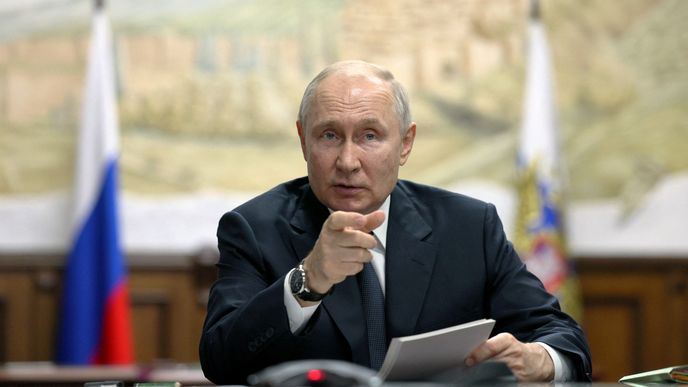 Vladimir Putin na návštěvě Dagestánu (28. 6. 2023).