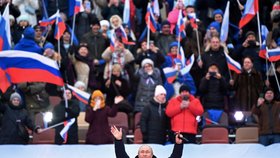 Stadion Lužniki: Vladimir Putin hovoří o Ukrajině a Krymu, 18. března.