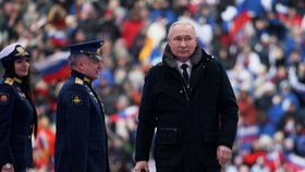 Prezident Vladimir Putin vystoupil na patriotické show na stadionu Lužniki