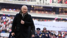 Prezident Vladimir Putin vystoupil na patriotické show na stadionu Lužniki. (22. 2. 2023)