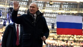Prezident Vladimir Putin vystoupil na patriotické show na stadionu Lužniki (22. 2. 2023).