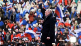 Prezident Vladimir Putin vystoupil na patriotické show na stadionu Lužniki (22. 2. 2023).