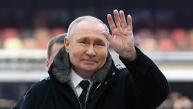 Prezident Vladimir Putin vystoupil na patriotické show na stadionu Lužniki (22. 2. 2023).