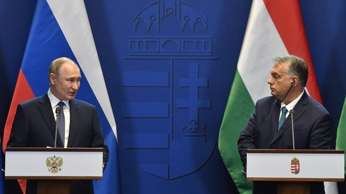 Ruský prezident Vladimir Putin a maďarský premiér Viktor Orbán v Budapešti 30. října 2019