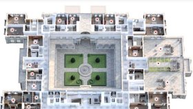 Digitální model Putinova paláce, 2. patro.
