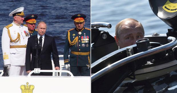 Putin se potopil v miniponorce. A násilnosti v Moskvě přečkal na vojenské přehlídce