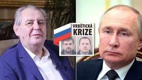 Prezidenti Česka a Ruska k vrbětické krizi: Zleva Miloš Zeman a Vladimir Putin