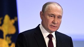 Ruský prezident Vladimir Putin při setkání s vedením ministerstva vnitra (2. 4. 2024)