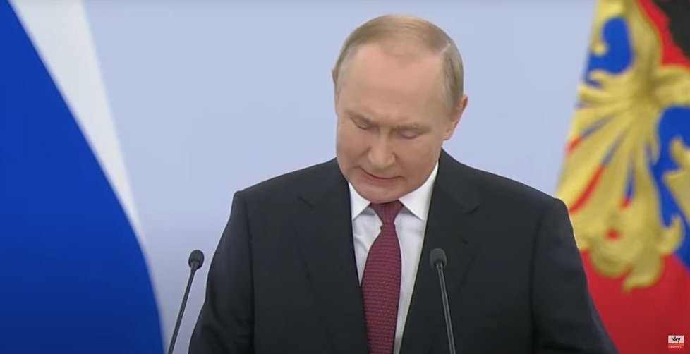 Vladimir Putin na slavnostním ceremoniálu (30. 9. 2022)