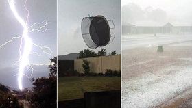 Šílená bouřka v Austrálii: Vichr si hrál s trampolínou, jako by to byl kus hadru