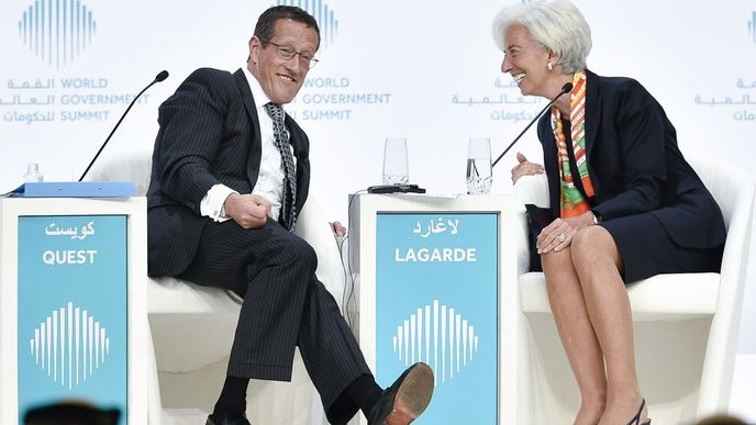 Richard Quest s šéfkou Mezinárodního měnového fondu Christine Lagardeovou