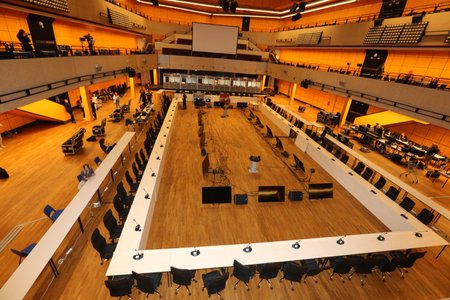 Kongresové centrum odhalilo, jak probíhají přípravy na jedno z jednání v rámci předsednictví v Radě EU. (29. 8. 2022)