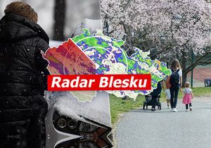 Řidiče potrápil sníh, jarní počasí v Praze