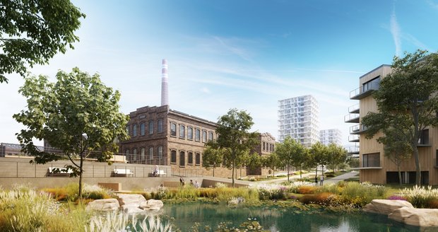 Plzeňská developerská skupina BC Real zahájila stavbu 1500 bytových jednotek ve více než desetihektarovém areálu bývalé papírny u řeky Radbuzy.