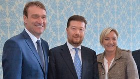 Radek Fiala, Tomio Okamura a Marine Le Penová