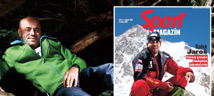 Titulní strana pátečního vydání Sport Magazínu je věnována horolezci Radkovi Jarošovi