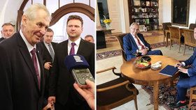 Šéf Sněmovny Radek Vondráček (ANO) navštívil prezidenta Miloše Zemana (19. 9. 2019).