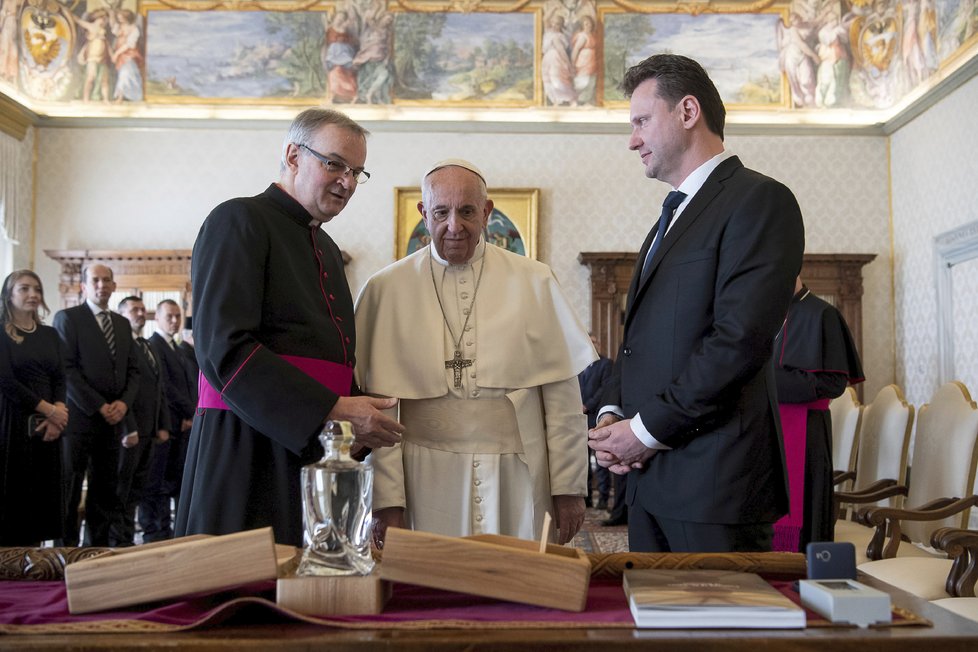 Radek Vondráček s papežem Františkem ve Vatikánu