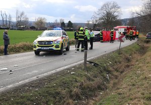 Dopravní nehodu mezi Radotínem a Černošicemi bohužel nepřežila řidička osobního vozidla. (27. února 2020).