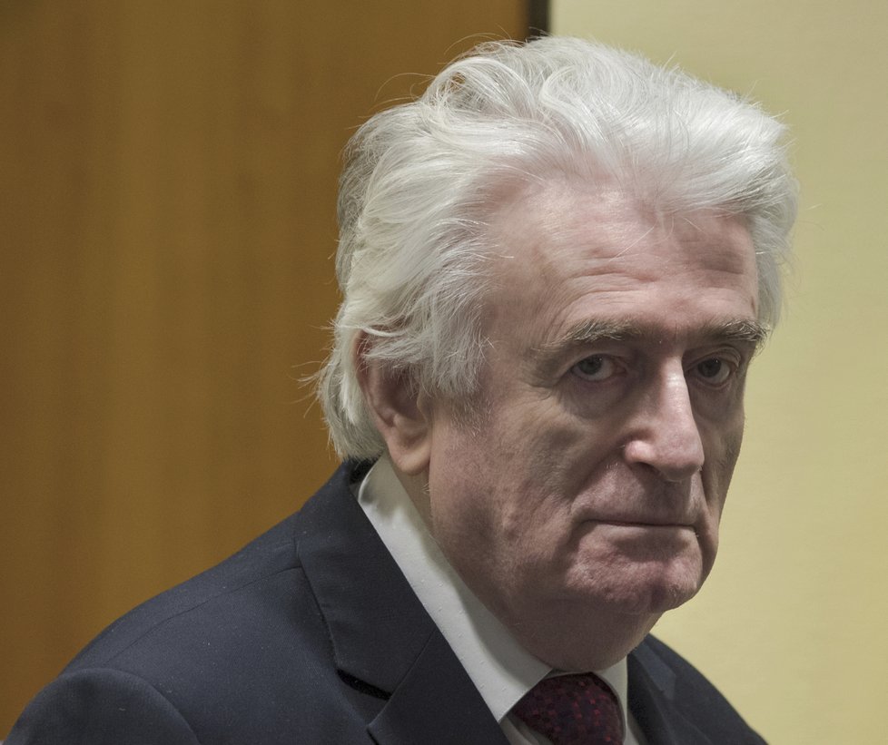 Vůdce bosenských Srbů Radovan Karadžić u soudu OSN v Haagu. Za genocidu dostal doživotí za mřížemi (20.3 2019)