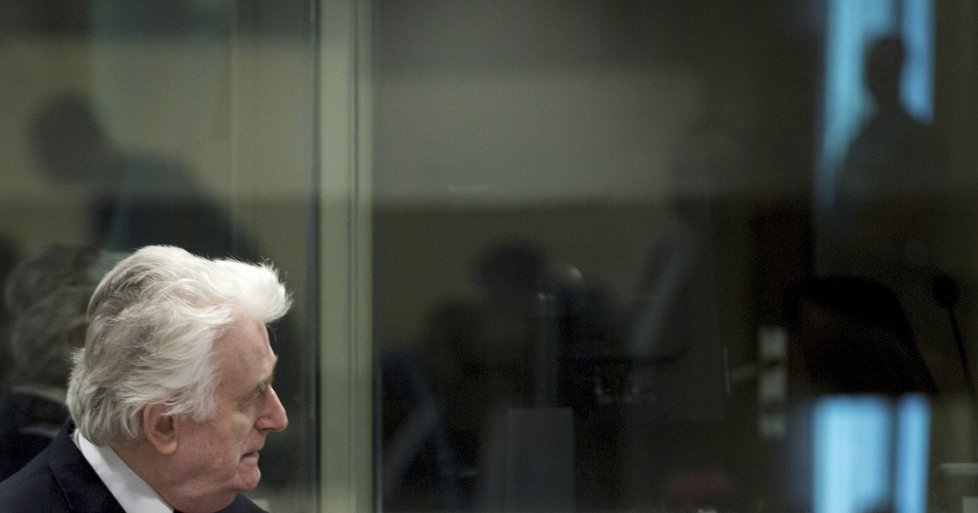 Vůdce bosenských Srbů Radovan Karadžič u soudu OSN v Haagu. Za genocidu dostal doživotí za mřížemi (20.3. 2019)