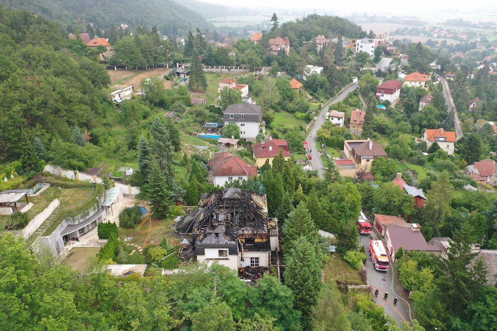 Požár ve vile Radovana Krejčíře, 20. srpna 2019.