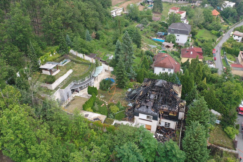 Požár ve vile Radovana Krejčíře, 20. srpna 2019.