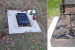 V Radvanci u Nového Boru zloději ukradli žulový náhrobní kámen, nechali jen urny v plastovém obalu.