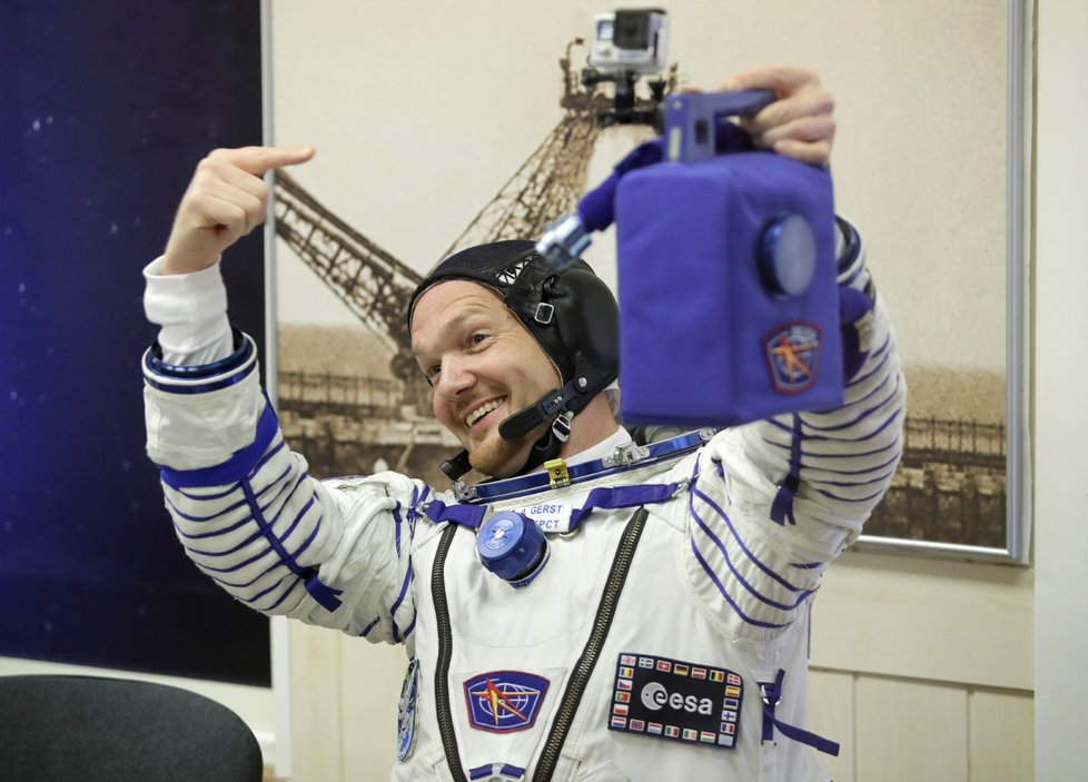 Ruský kosmonaut Sergej Prokopjev, jeden z členů posádky lodi Sojuz MS-09, který zamíří k Mezinárodní vesmírné stanici (ISS) (6.6.2018)-