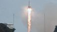 raketa Sojuz při startu se satelity Galileo z Francouzské Guayany v pátek 22.8.2014