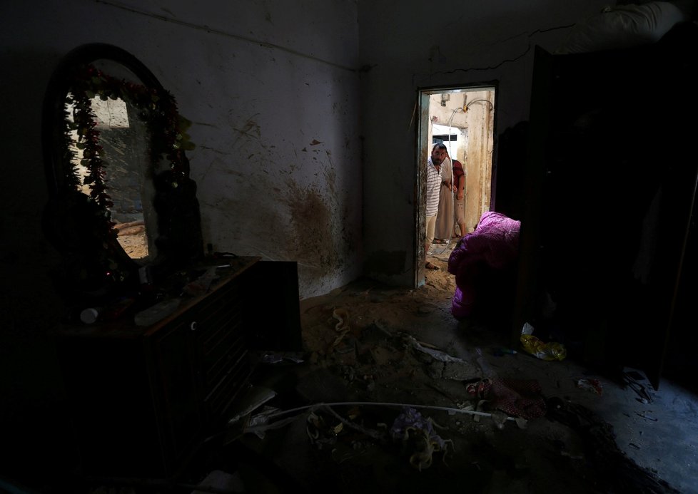 Dům, kde byla palestinská žena a její osmnáctileté dítě zabiti.
